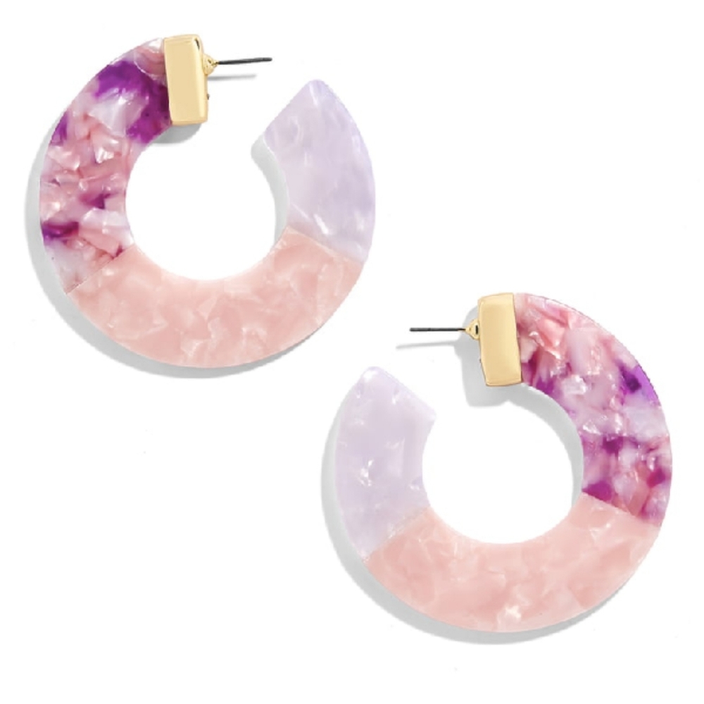 Multi Pink Resin Hoop Earring